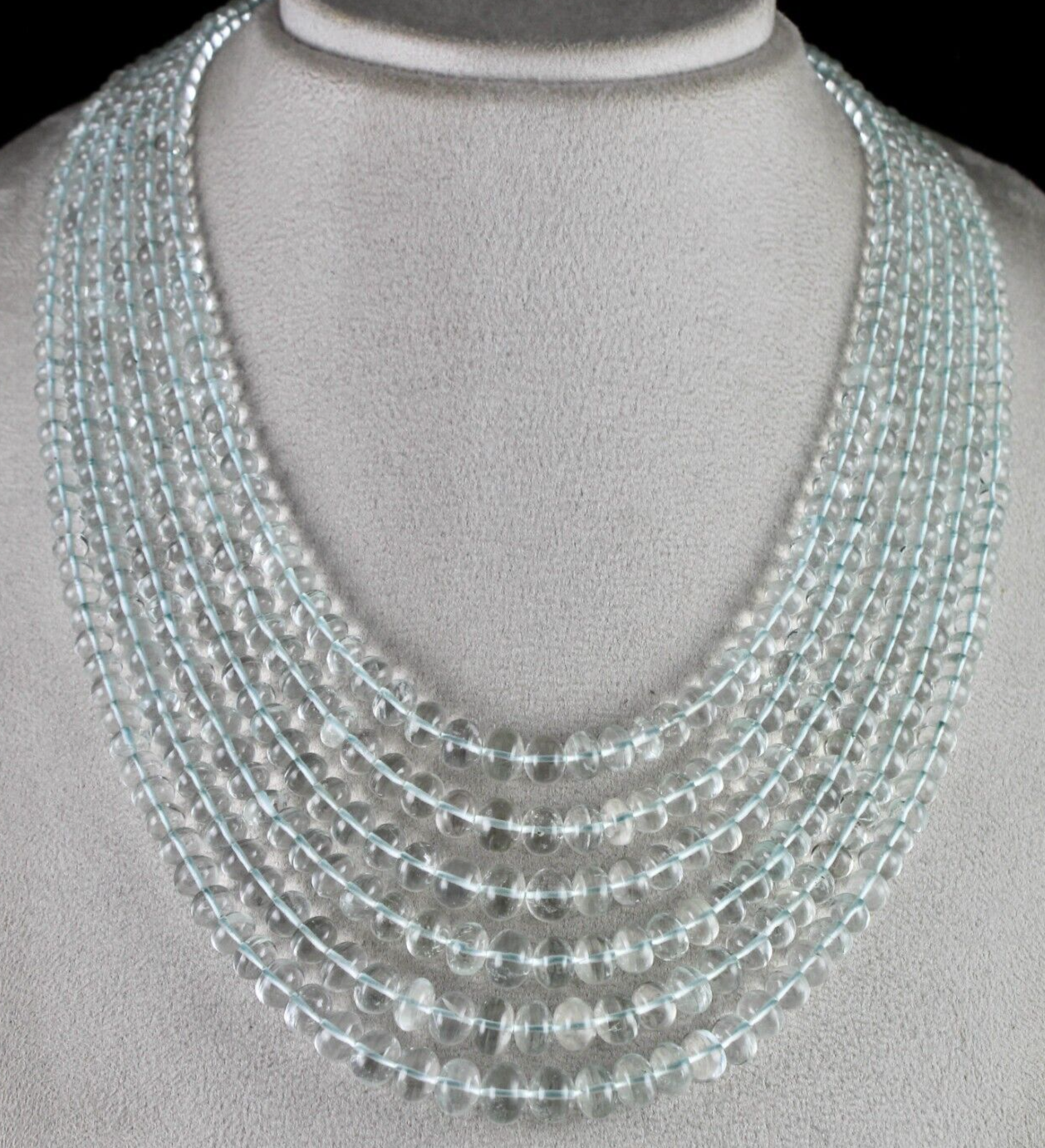 Certified Natural Blue Aquamarine Beads Necklace 880 Ct Round 6 Finest Fashion