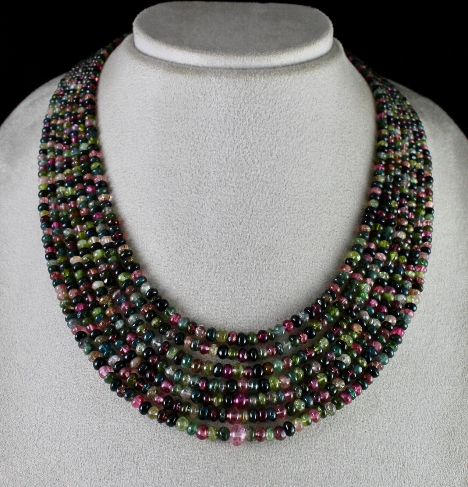 BEST NATURAL TOURMALINE BEADS NECKLACE 583 CARATS MULTI COLOUR GEMSTONE STRAND