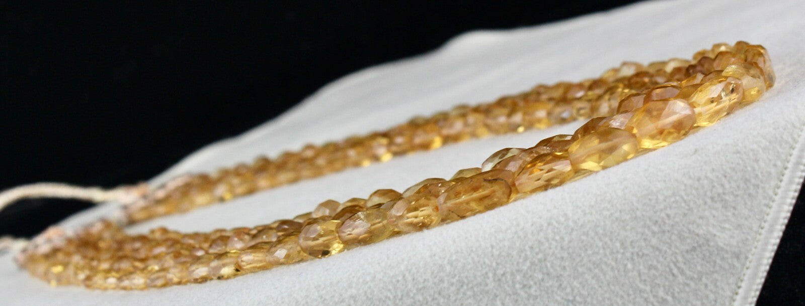 Natural Citrine Faceted Beaded Necklace 409 Ct 5 Line Long Gemstone Strings