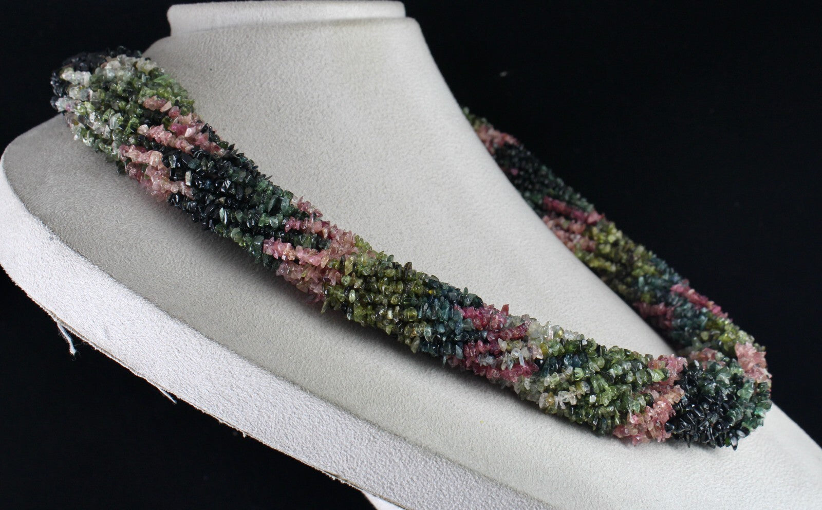 Natural Multi Tourmaline 1438 Ct Beads Sterling Silver Necklace Uncut 20 Line