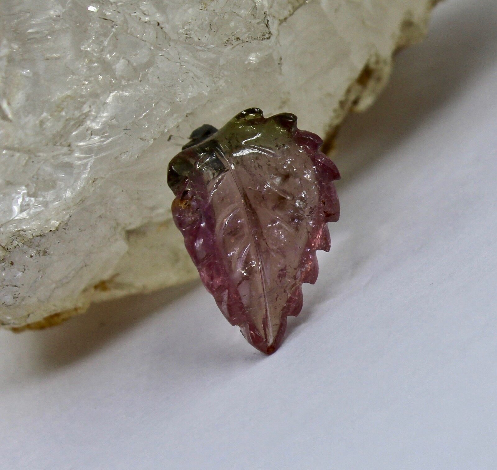 Natural Multi Tourmaline Carved Leaf 8.06 Ct Gemstone For Ring & Pendant