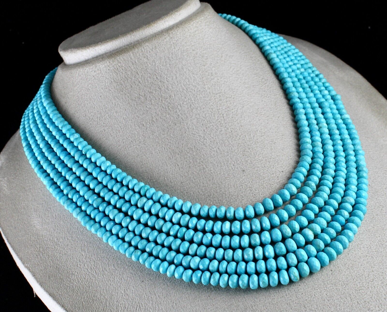 Natural Real Turquoise Necklace Beads Round 6 L 634 Ct Blue Vintage Gemstone