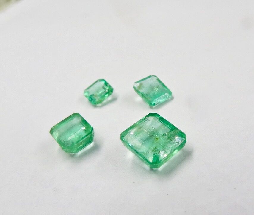 OLD COLOMBIAN EMERALD OCTAGON CUT 4 PCS 5.79 CTS GEMSTONE EARRING RING PENDANT 