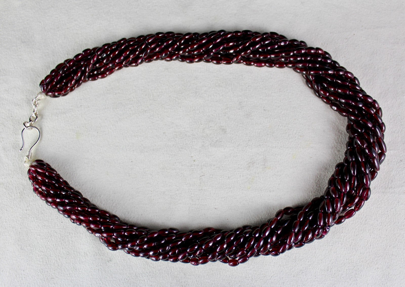 Natural Red Garnet 1111ct Beads Long Sterling Silver Fashion Necklace