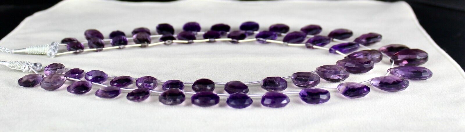 Natural Amethyst Beads Tear Drops 2 L 755 Carats 24mm Big Gemstone Fine Necklace