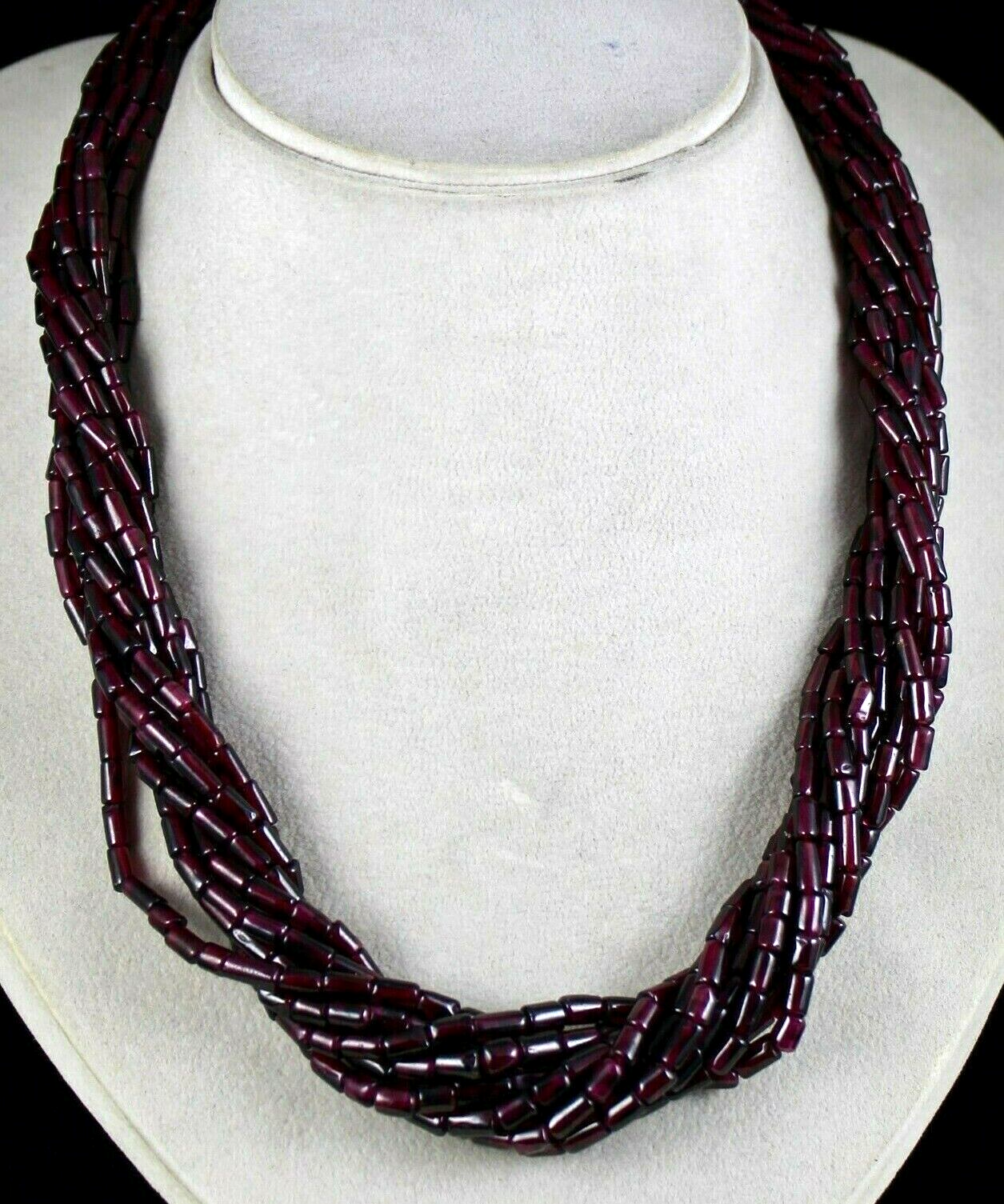 Natural Red Garnet Tube Beads Necklace 10l, 937ct Sterling Silver Ladies Fashion
