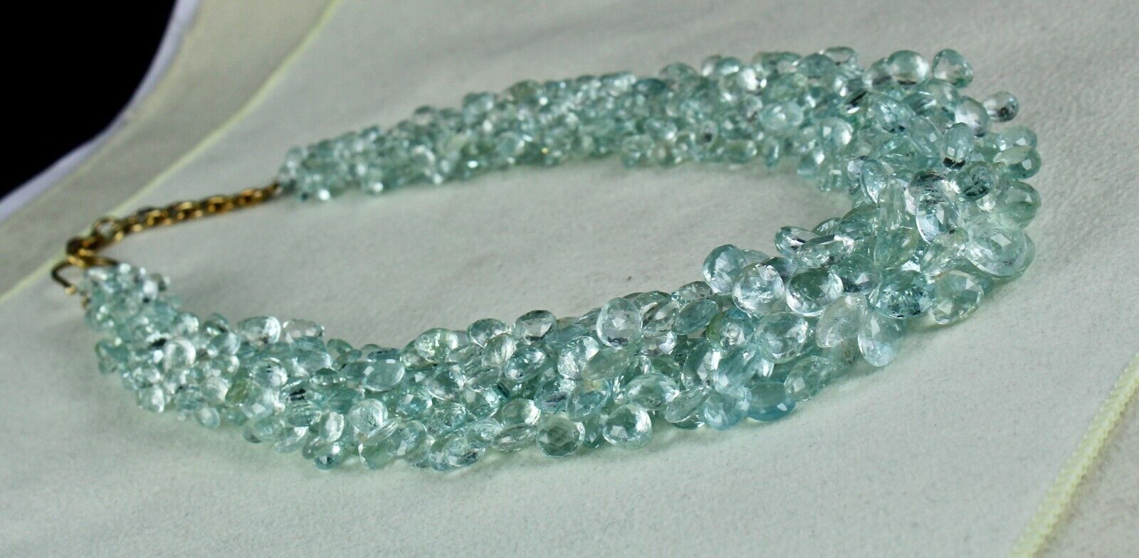 TOP NATURAL AQUAMARINE TEAR DROPS 609 CTS GEMSTONE SILVER STATEMENT NECKLACE