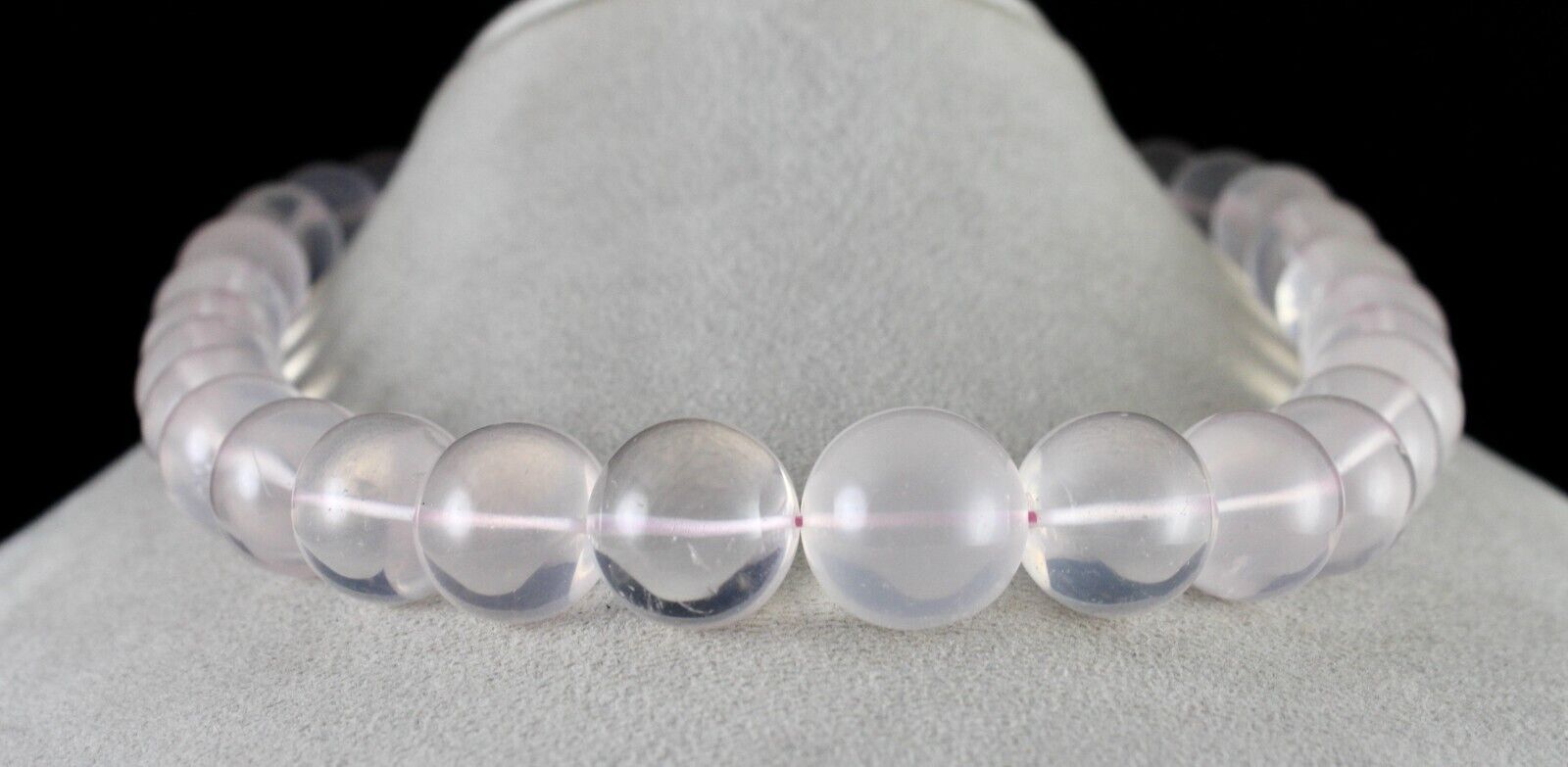 NATURAL ROSE QUARTZ BEADS ROUND 1 LINE 1041 CT GEMSTONE FASHION SILVER NECKLACE