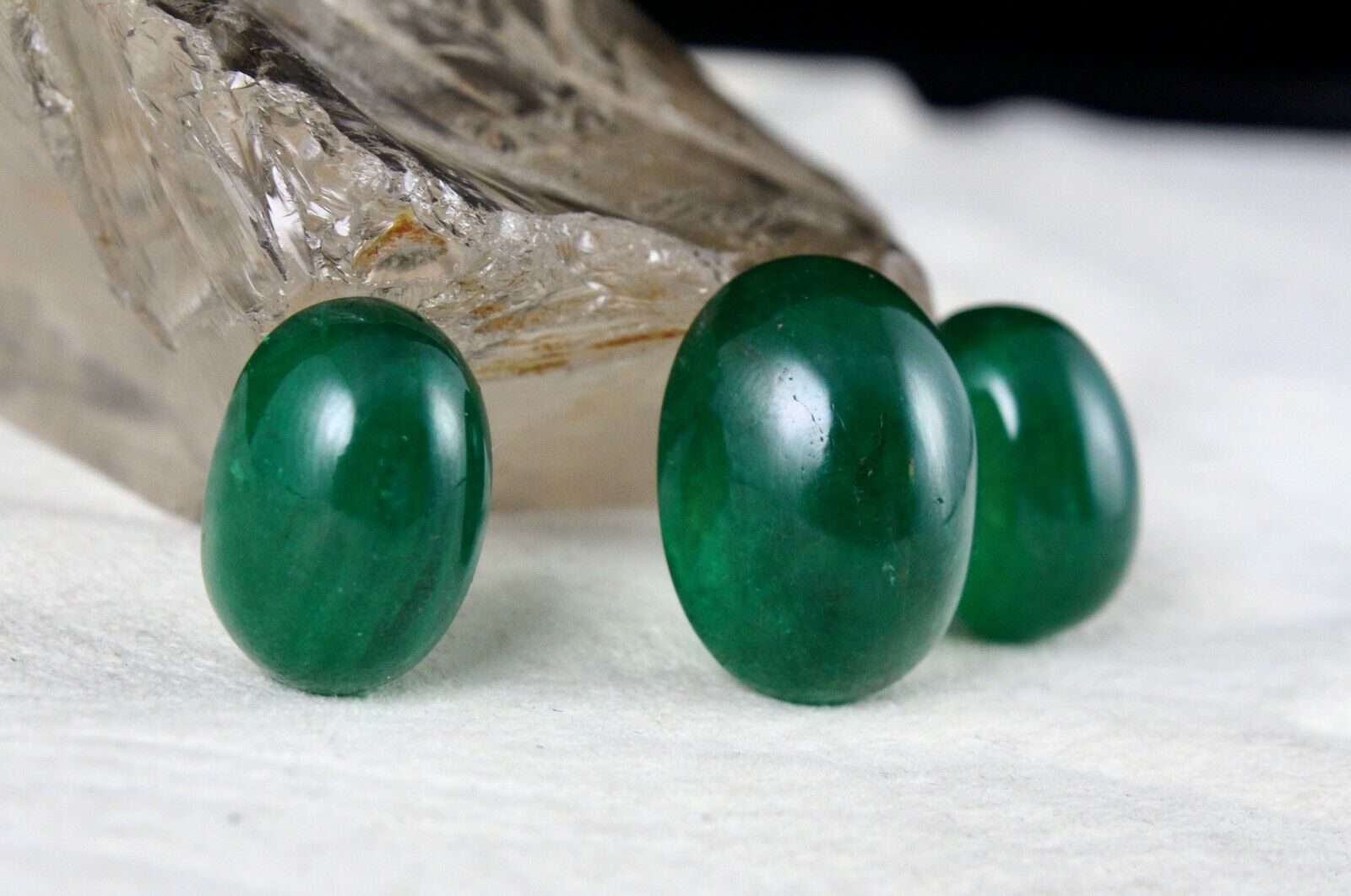 NATURAL ZAMBIAN EMERALD OVAL CABOCHON 82.92 CTS LOOSE GEMSTONE EARRING RING SET