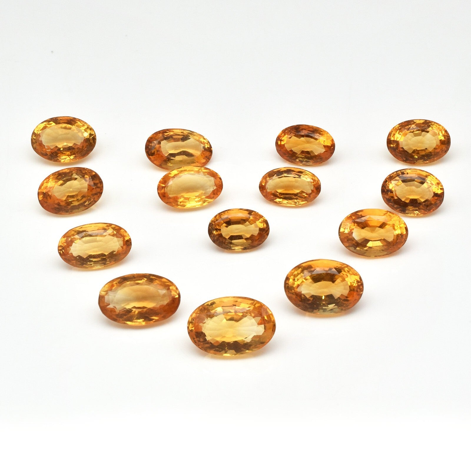 Certified Natural Yellow Citrine Oval Cut 14 Pc 138.50 Ct Gemstone Set Necklace