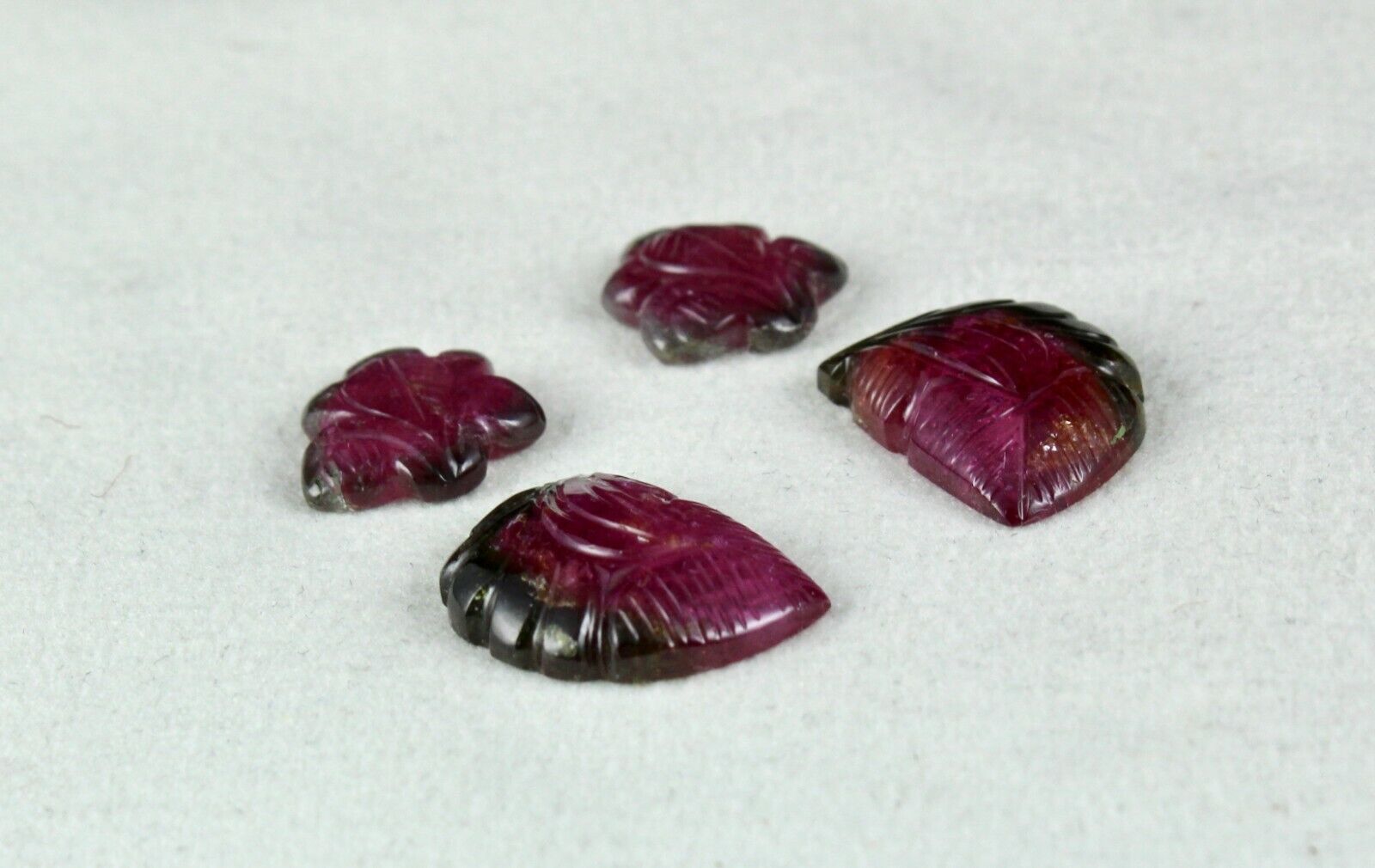 NATURAL MULTI BI TOURMALINE CARVED 4 PCS 32 CARATS GEMSTONE FOR EARRING DESIGN