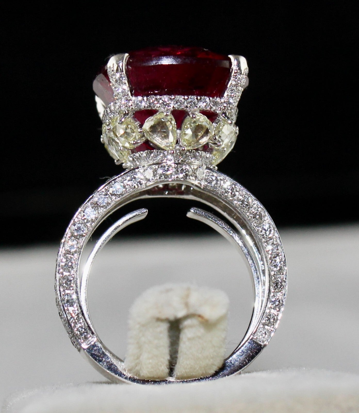 Certified Natural Rubellite Tourmaline 10ct Natural Diamond 18k Gold Ring