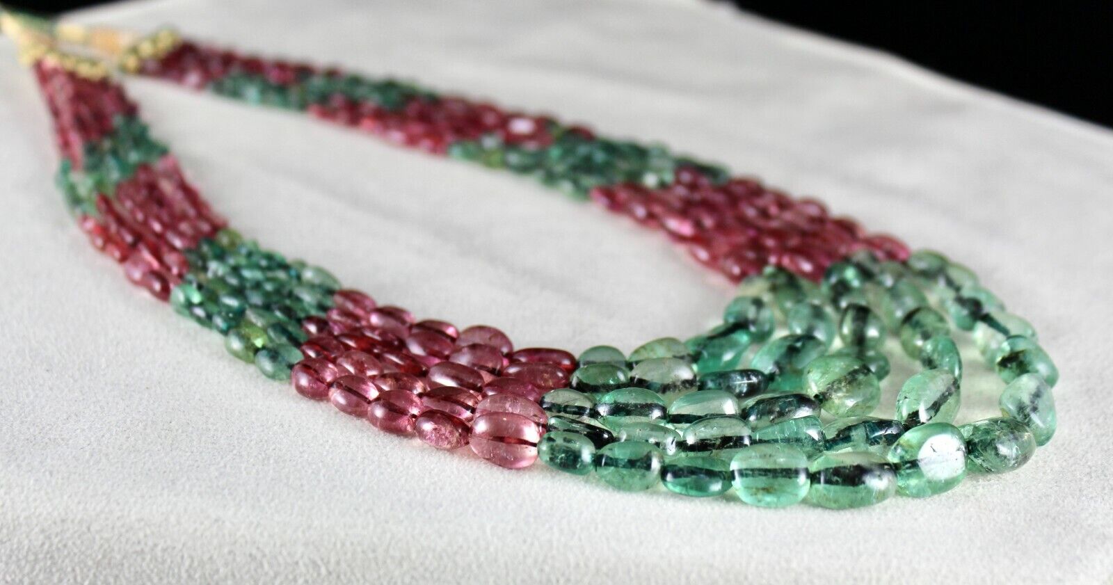 Certified Natural Emerald Tourmaline Beads Long 5L 581 Ct Multi Colour Necklace