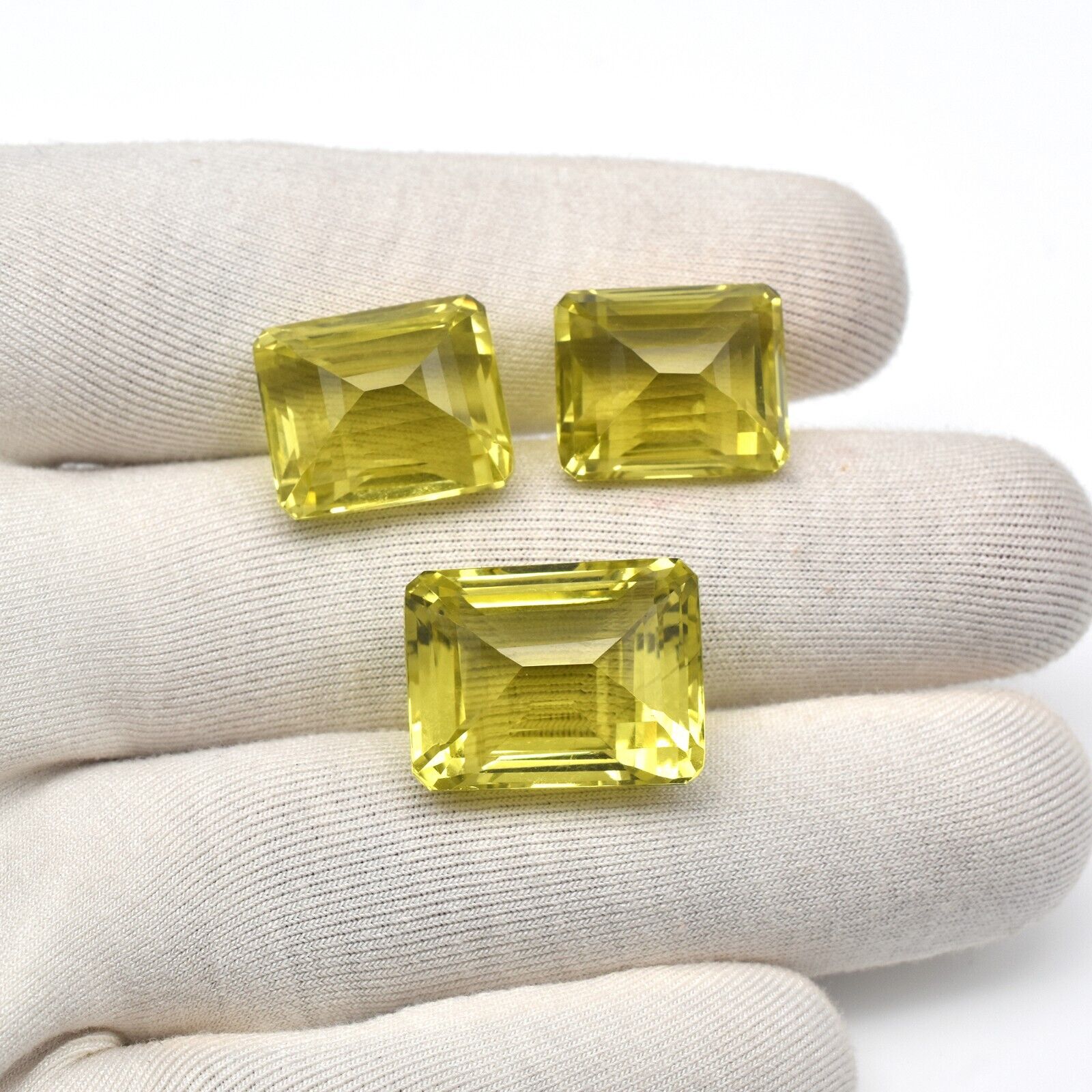 Natural Green Gold Lemon Quartz Octagon Cut 78.75 Ct Gemstone Earring Pendant