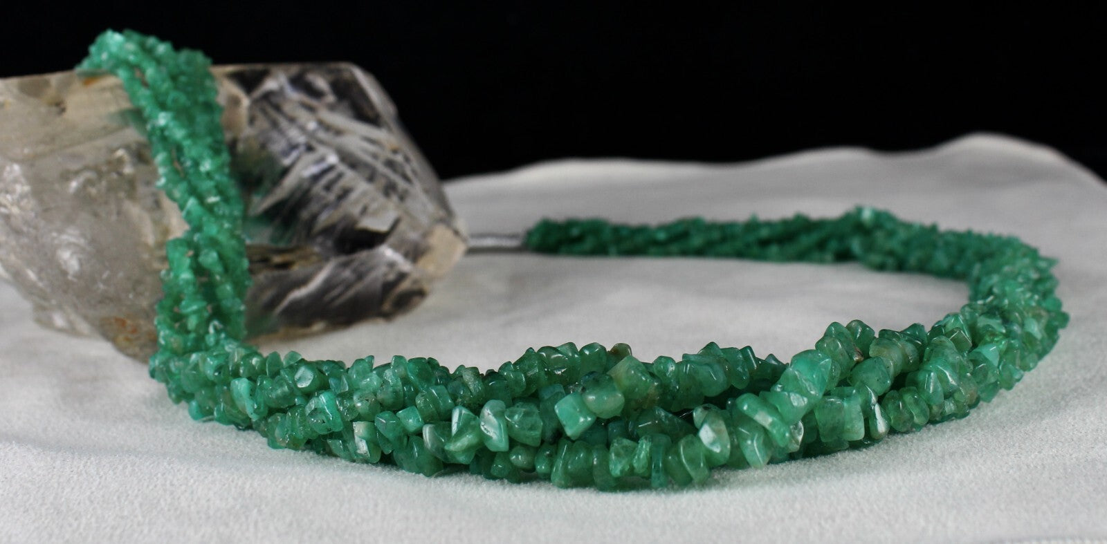 Certified Natural Colombian Emerald Beads Necklace 442 Ct Sterling Silver