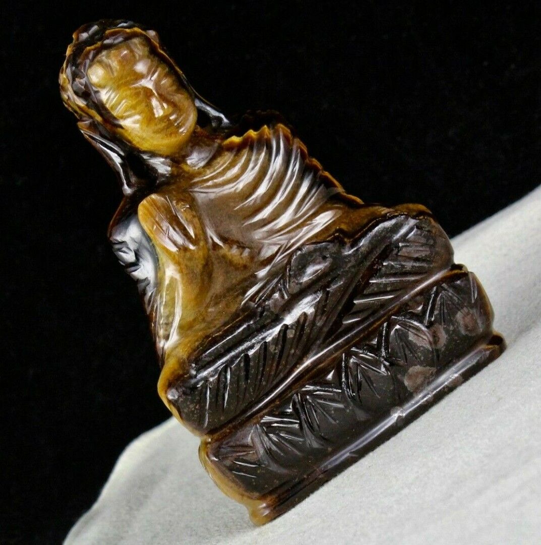 SPIRITUAL NATURAL TIGER EYE 930 CARATS GEMSTONE BUDDHA STATUE FOR HOME DECOR