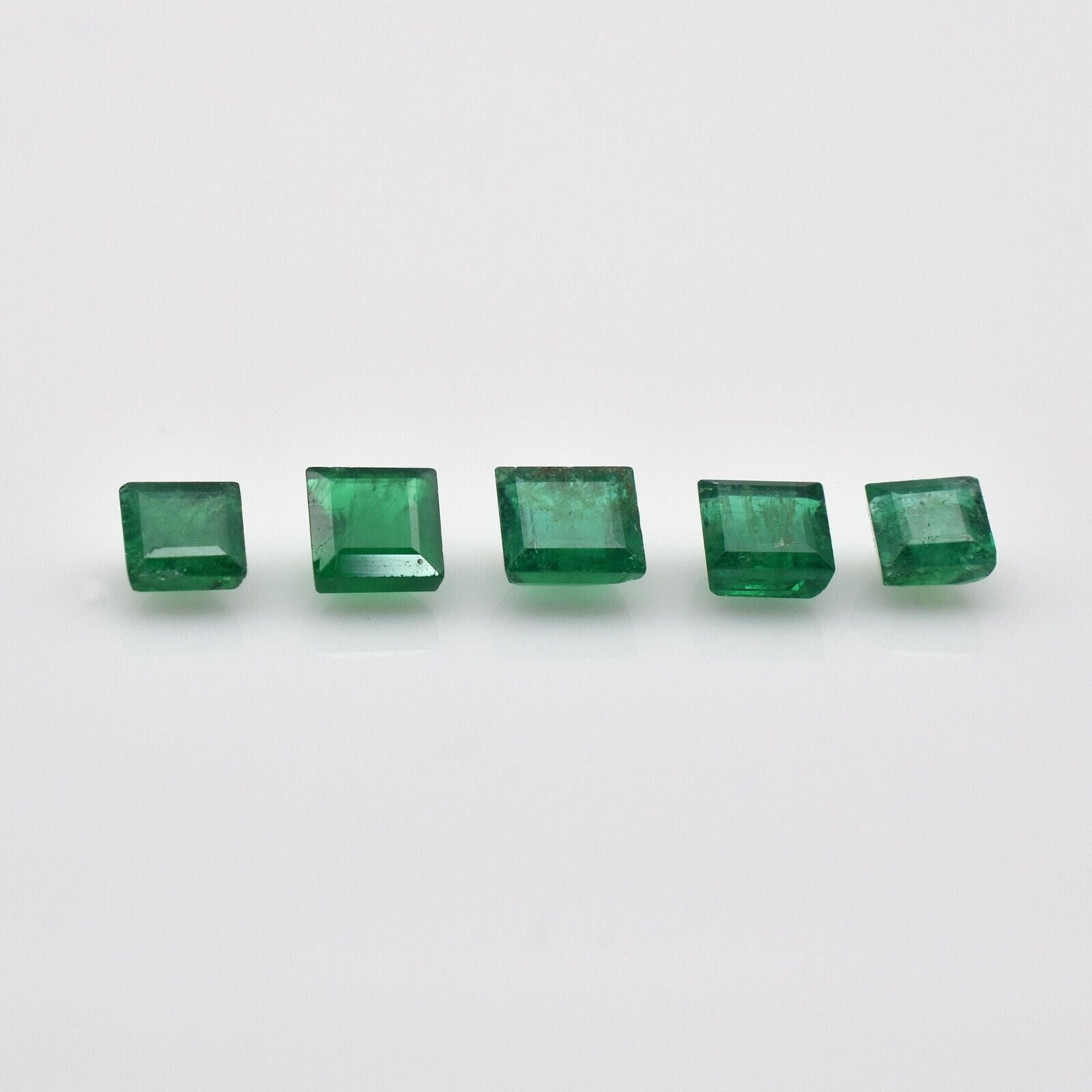 Natural Emerald Square Cut 5 Pcs 1.93 Ct Loose Gemstone Designing Ring Pendant