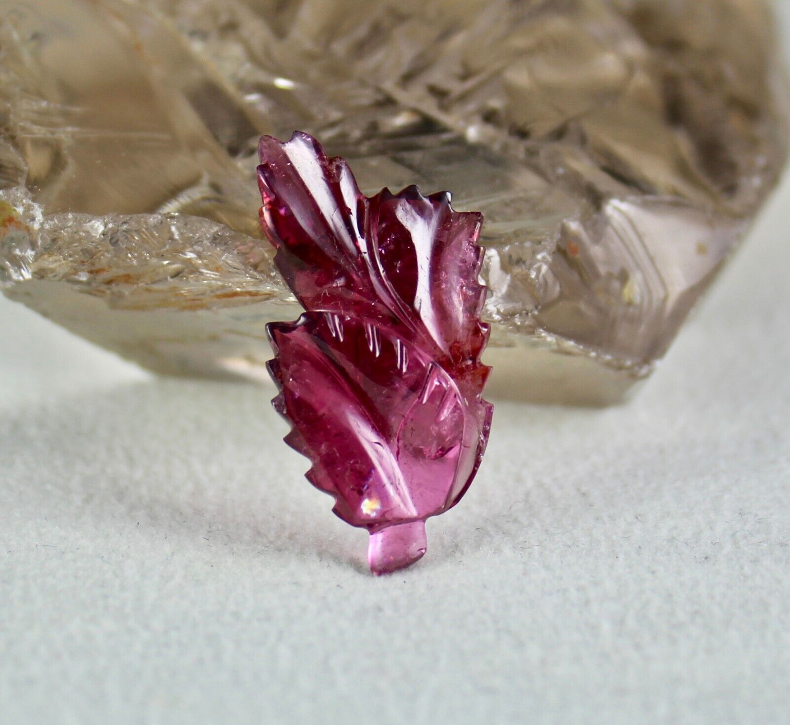 Natural Pink Tourmaline Carved Leaf 19.49 Ct Gemstone For Pendant Ring