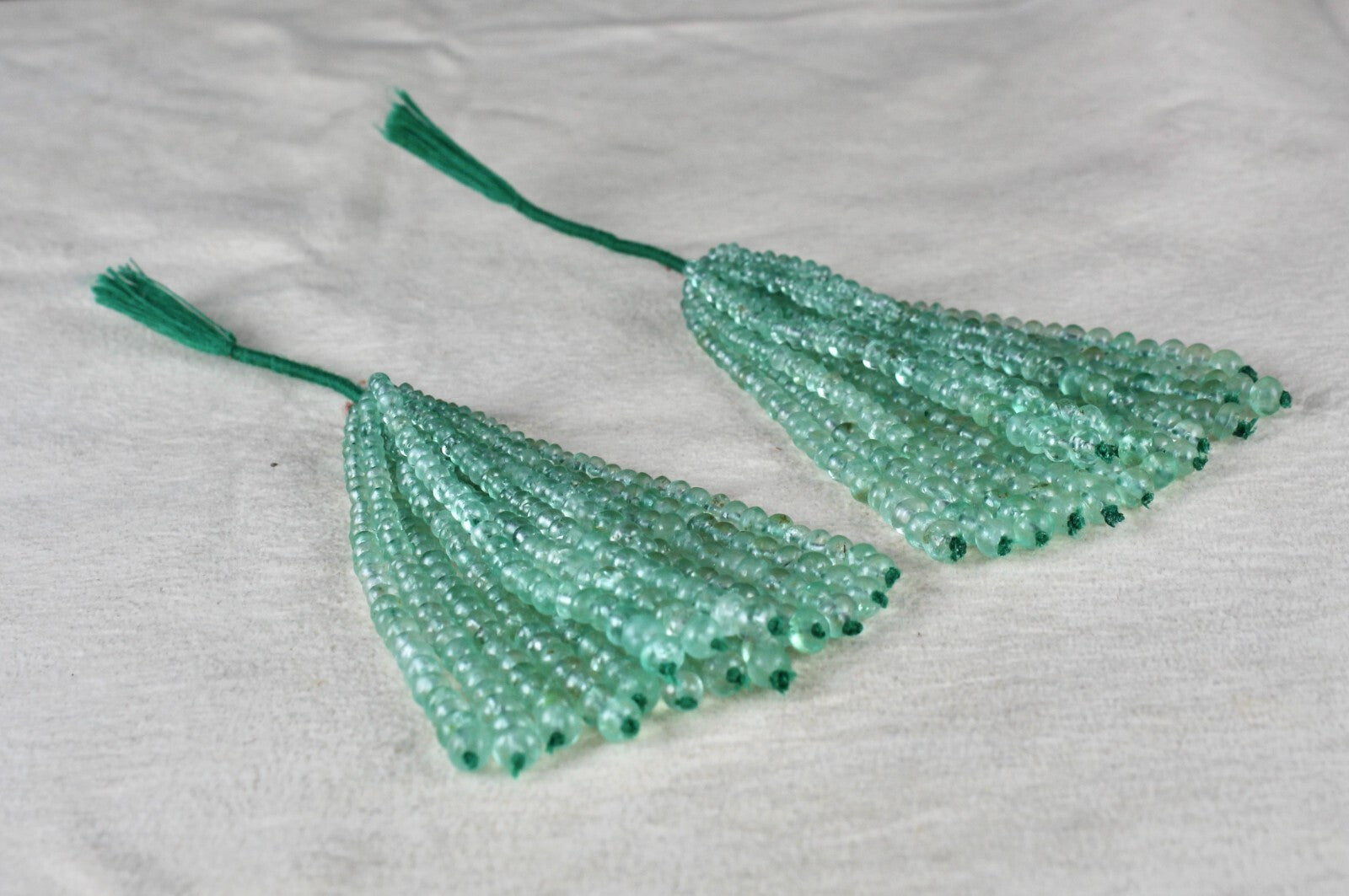 Certified Colombian Natural Emerald 157ct Round Beads Tassel Gemstone Earring