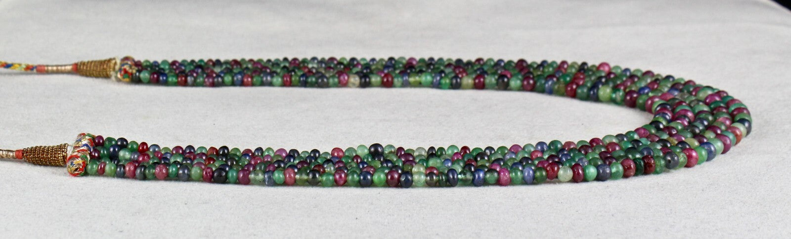 Certified Natural Emerald Ruby Sapphire 377ct Gemstone Necklace For Women