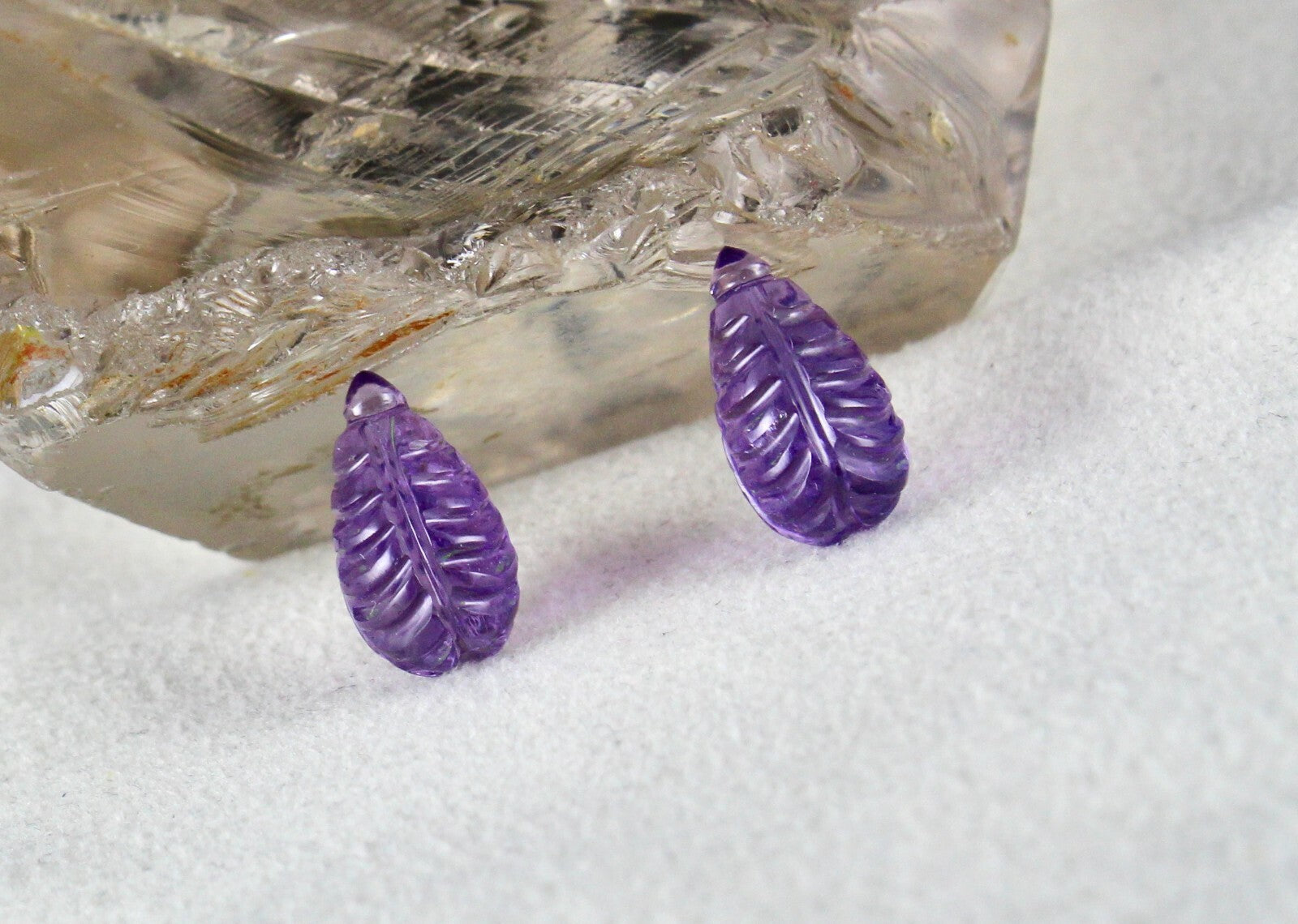 Natural Amethyst 11 Pcs 71 Cts Carved Drops Gemstone Earring Necklace Set