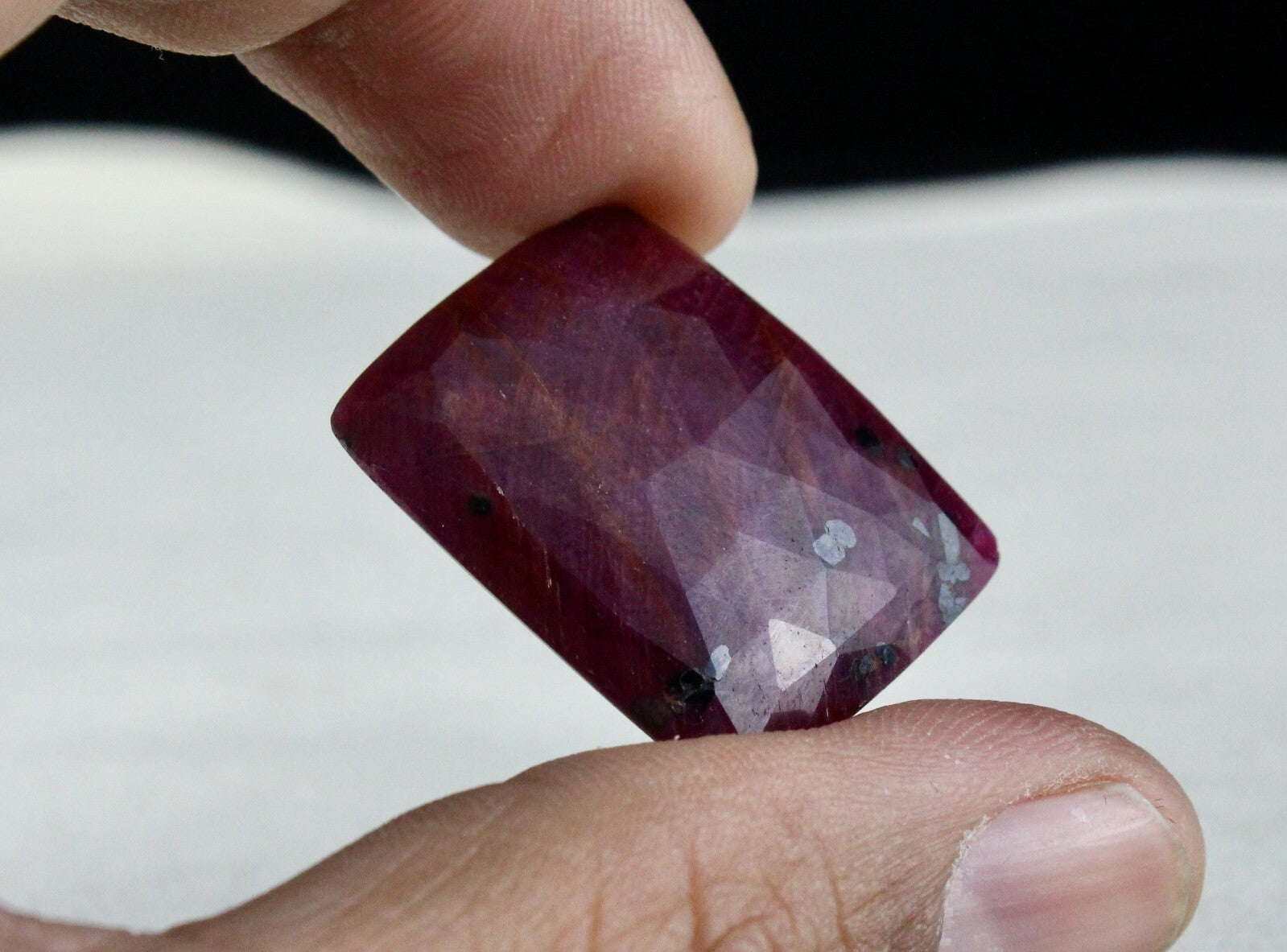 Unheated Natural Ruby 43ct Square Faceted Cabochon Gemstone Pendant Design
