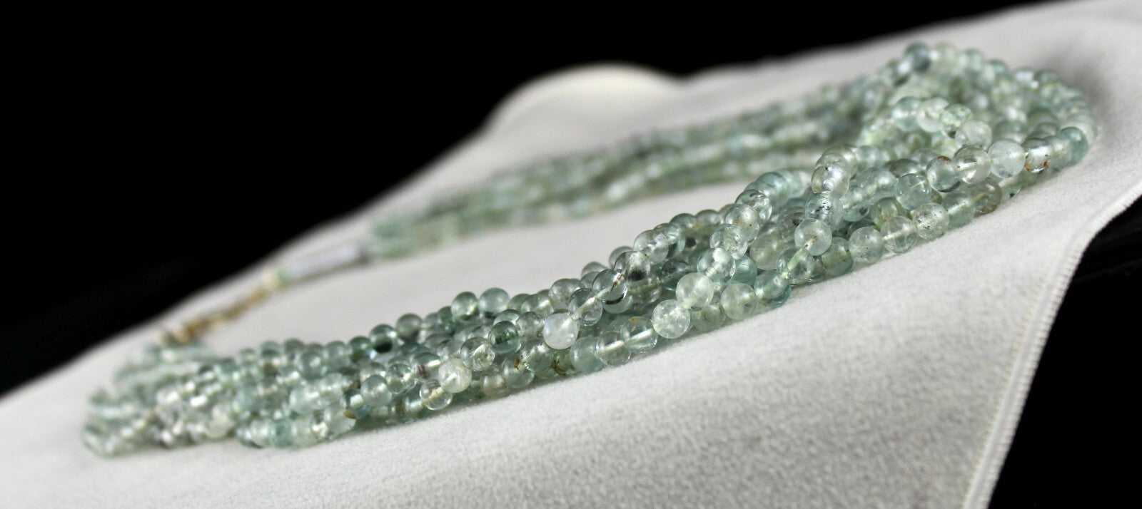 Natural Blue Aquamarine Round Beads 890ct Sterling Silver Necklace