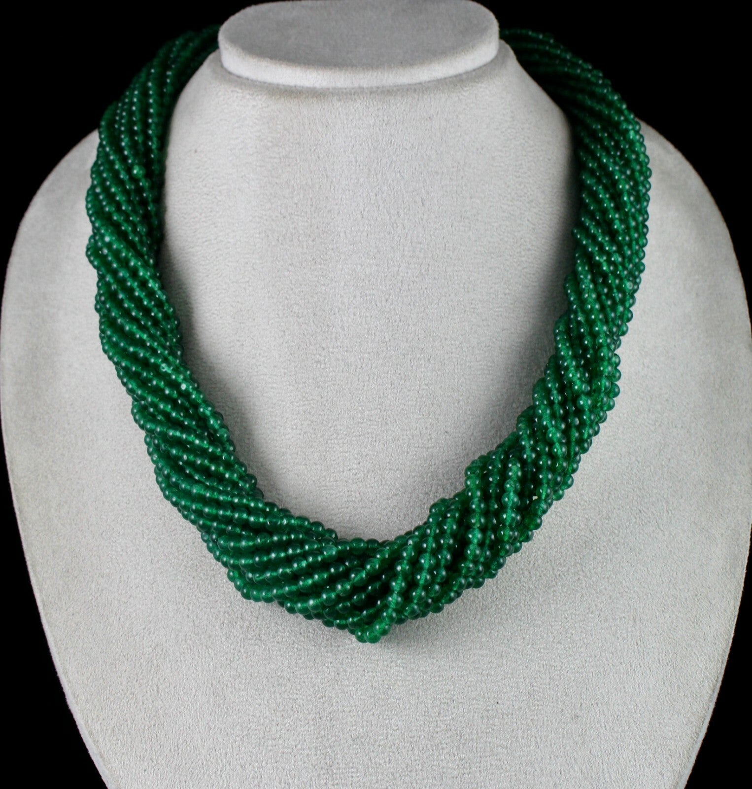 Emerald Colour Green Quartz 15l Necklace Aventurine 1175 Cts Round Beads