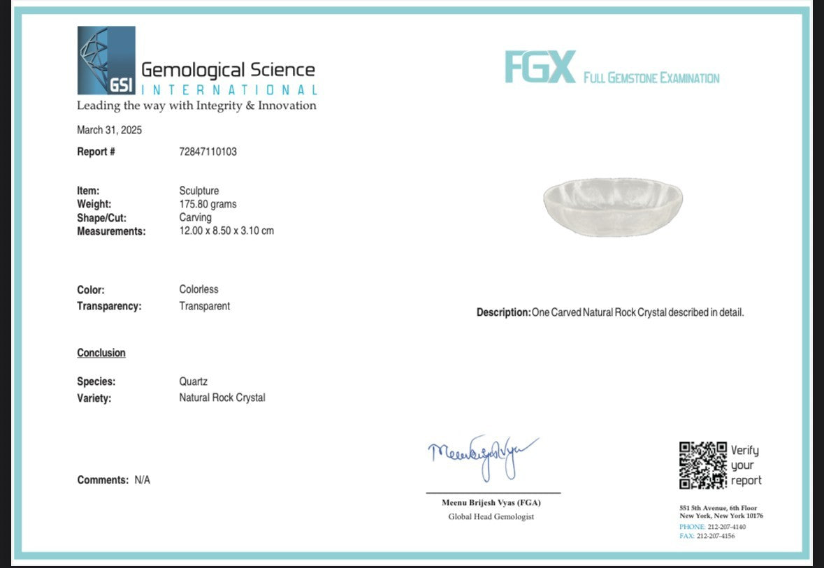 Certified Natural Rock Crystal Quartz 879 Ct Oval Engraved White Gem Bowl Decor