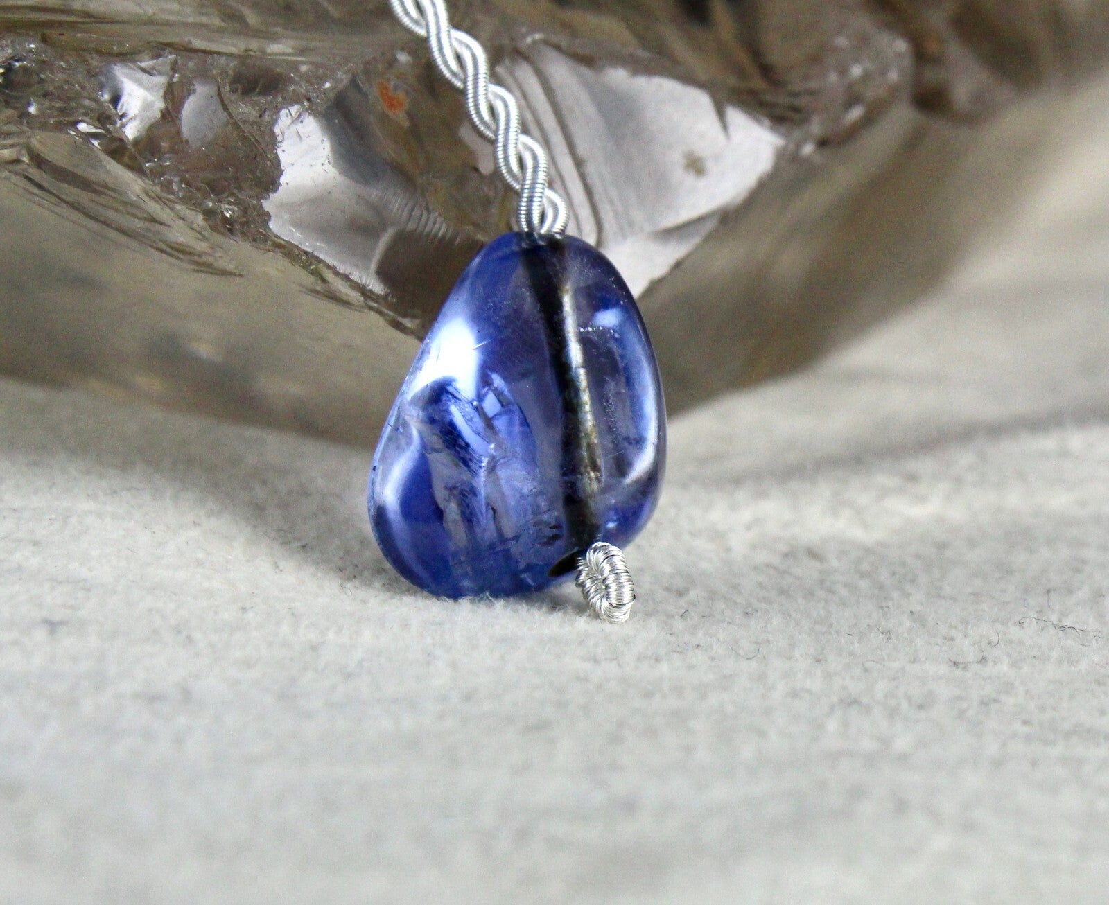 15x12 Mm Certified Natural Blue Sapphire Bead Nugget 12.41 Ct Gem Pendant