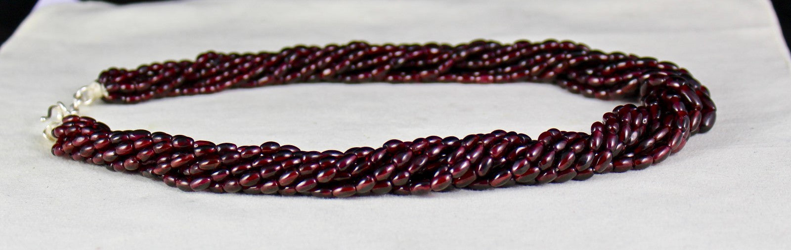 Natural Red Garnet 1111ct Beads Long Sterling Silver Fashion Necklace