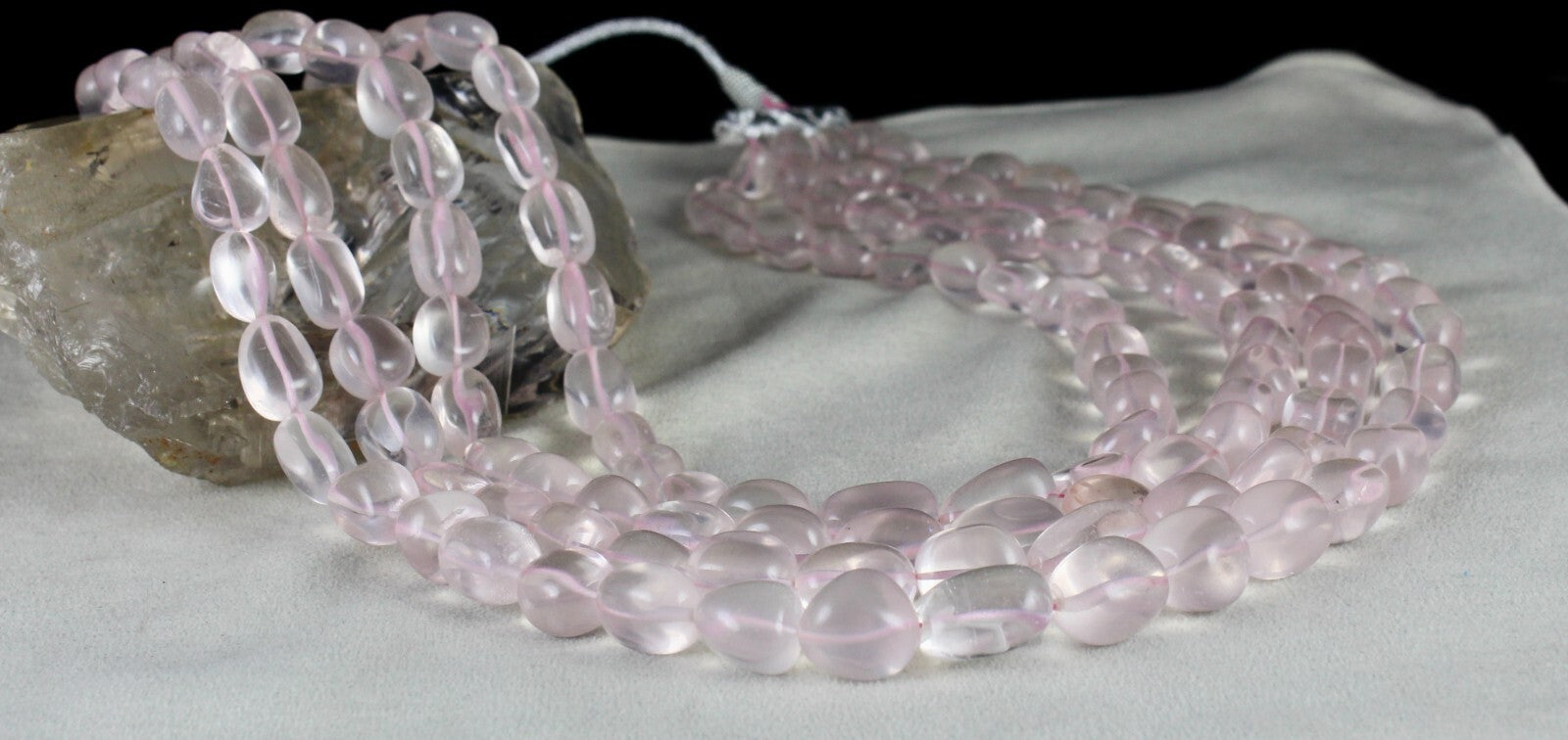 Natural Rose Quartz Beads Nugget Necklace 1439 Ct Carat Weight Fashion Gemstone