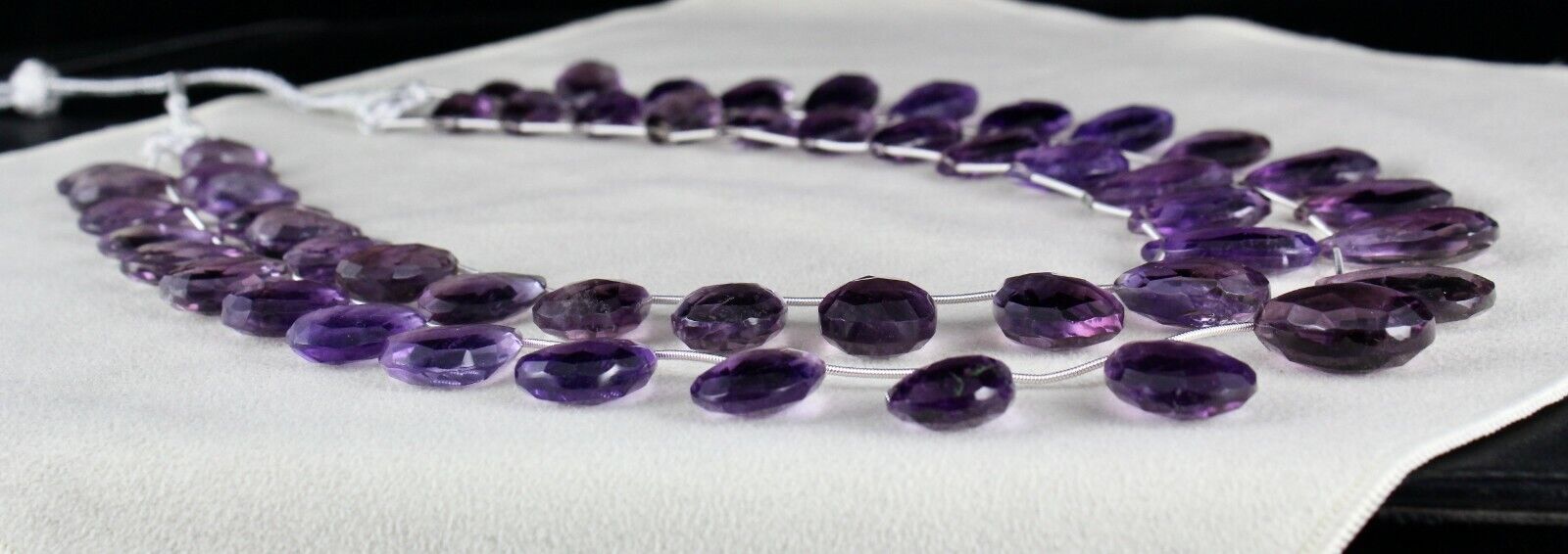 Natural Amethyst Beads Tear Drops 2 L 755 Carats 24mm Big Gemstone Fine Necklace