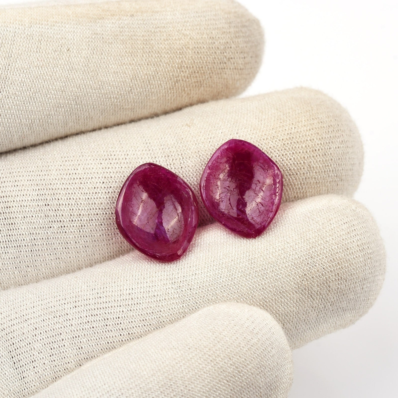 Natural Ruby Engraved Oval Flower Pair 2 Pc 6.18 Ct Loose Red Gemstone Earring