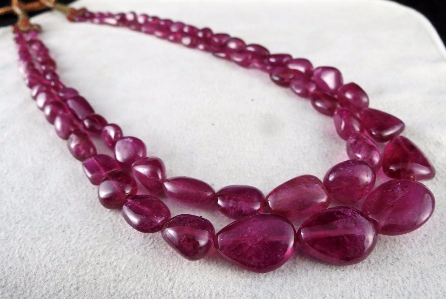Certified Pink Tourmaline Rubellite 452 Ct Beads Cabochon Gemstone Necklace