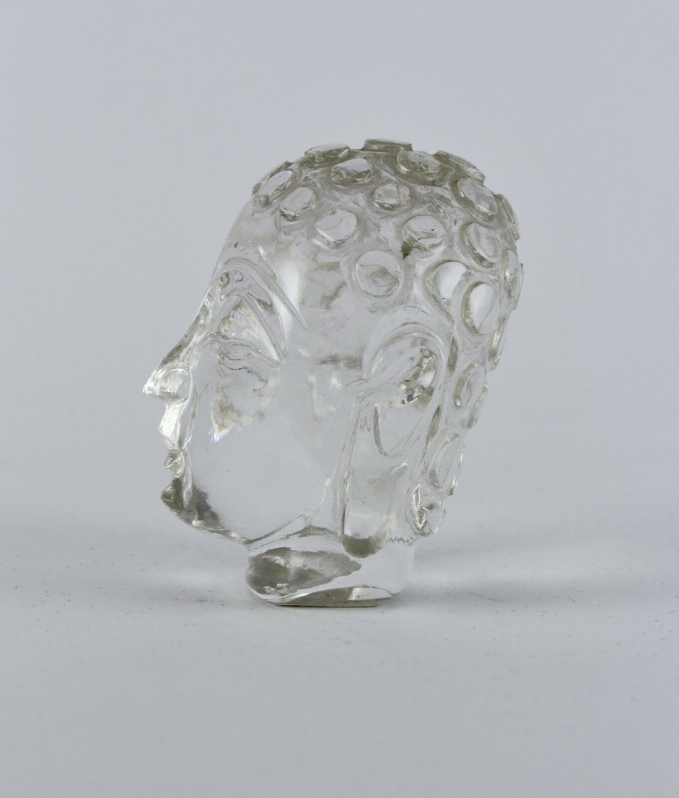 NATURAL CRYSTAL QUARTZ BUDDHA HEAD 2 INCH 820 CARATS GEMSTONE STATUE HOME DECOR