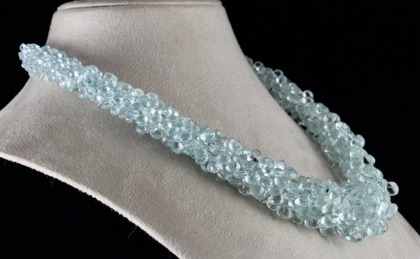 Certified Natural Aquamarine 647 Ct Teardrop Sterling Silver Statement Necklace