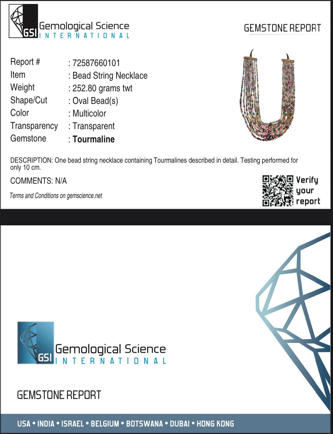 Certified 9l Multi Tourmaline 1217 Ct Beads Cabochon Gemstone Necklace