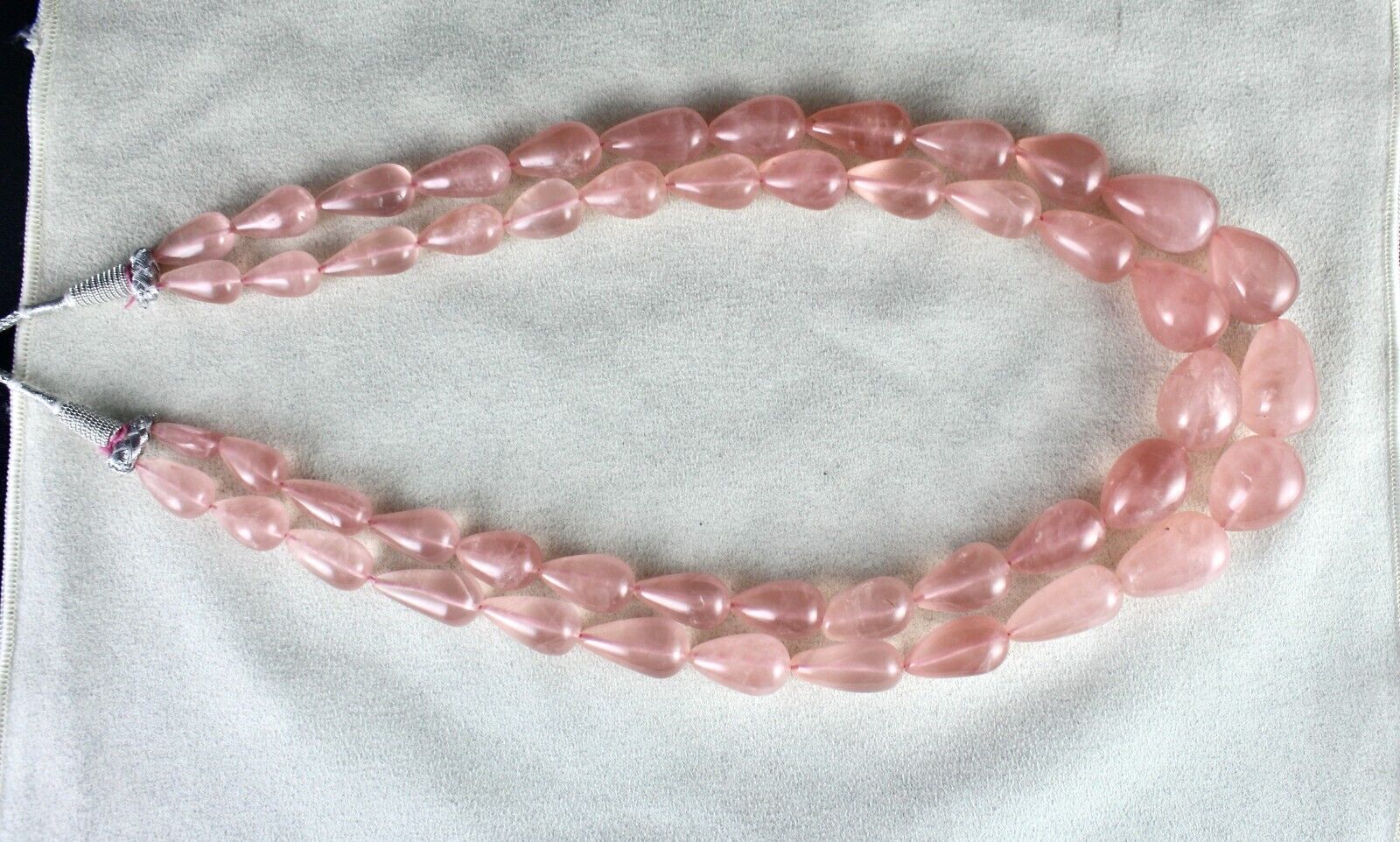 NATURAL ROSE QUARTZ BEADS DROPS CABOCHON 2 L 1002 CTS GEMSTONE FASHION NECKLACE