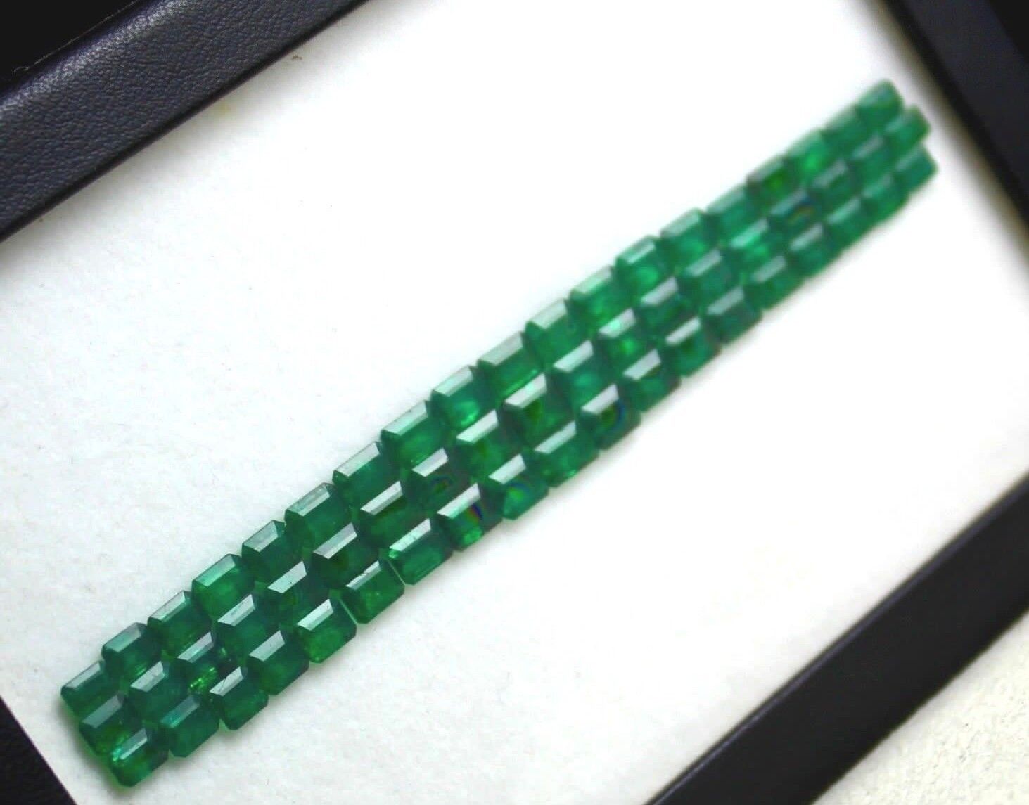 Natural Zambian Emerald Octagon Cut 57 Pc 31.36 Ct GemStone Designing Bracelet