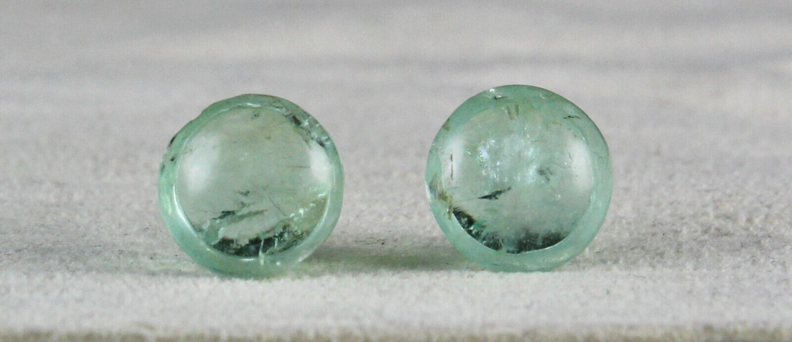 NATURAL COLOMBIAN EMERALD ROUND CABOCHON 15.41 CTS GEMSTONE EARRING BUTTON PAIR