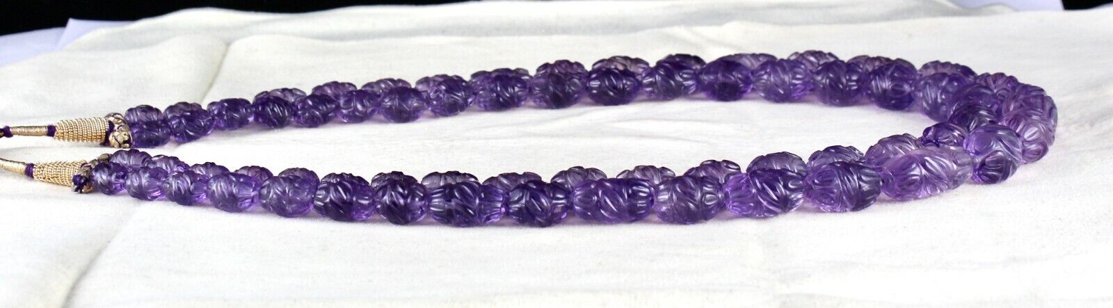 Certified Natural Amethyst Carved Beads 2 L 759 Ct Gemstone Important Necklace