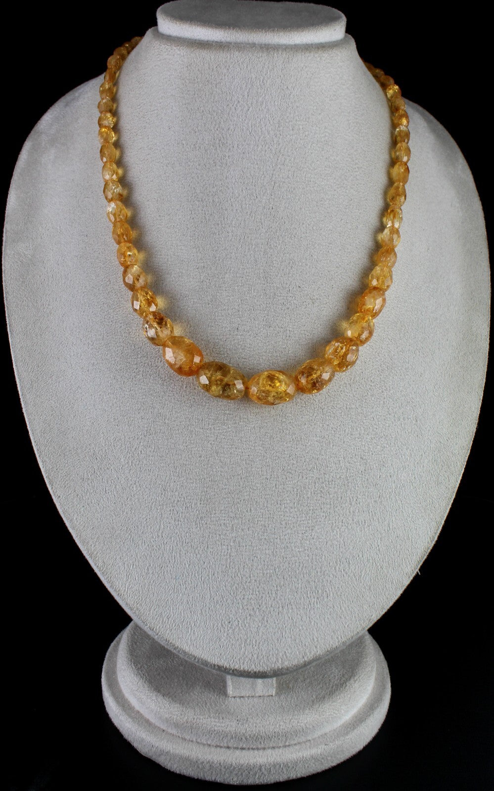 Natural Citrine Oval Faceted Bead Necklace 297 Ct Yellow Gemstone Fashion