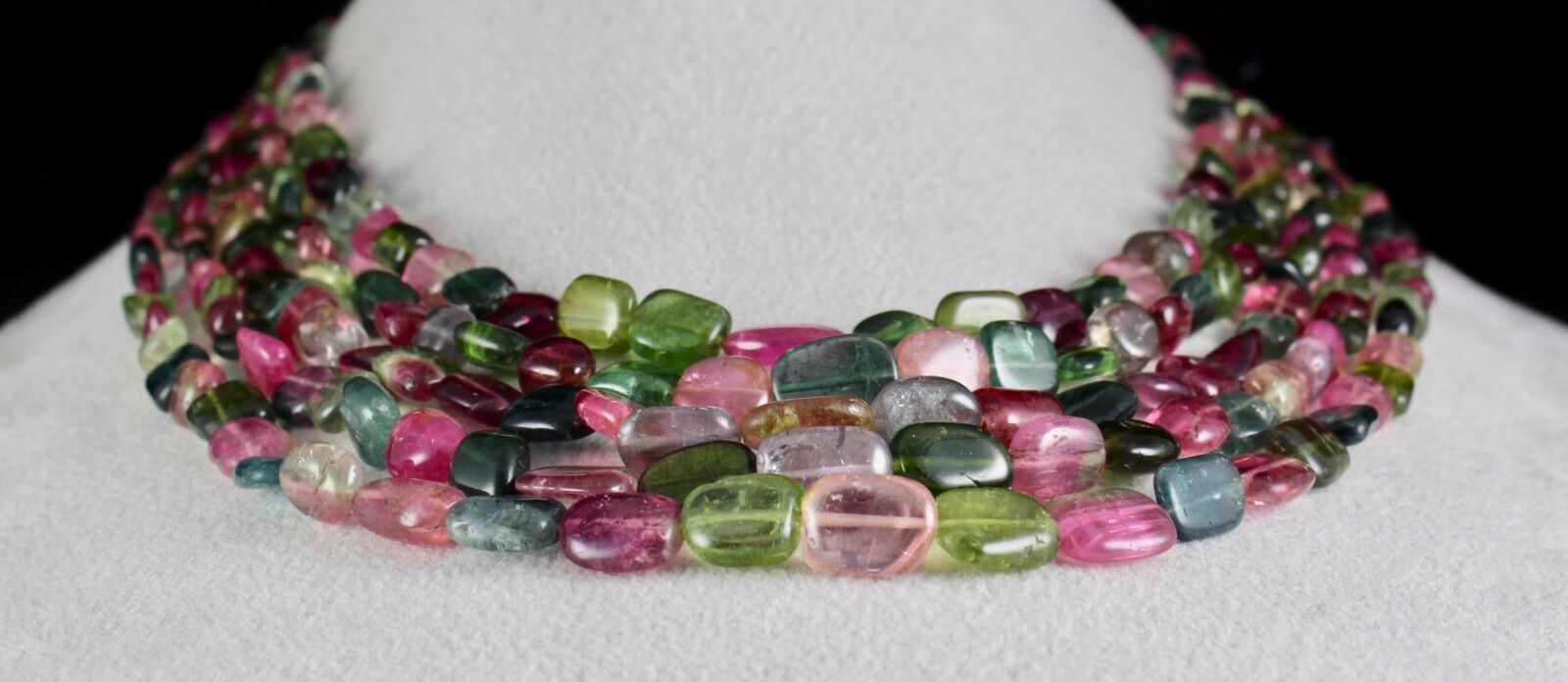 Fine Natural Multi Tourmaline Beads Cabochon 5 L 667 Ct Gemstone Necklace
