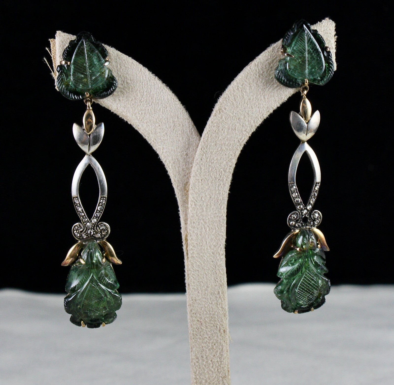 Certified Natural Green Tourmaline 10ct Natural Diamond Sterling Silver Earrings