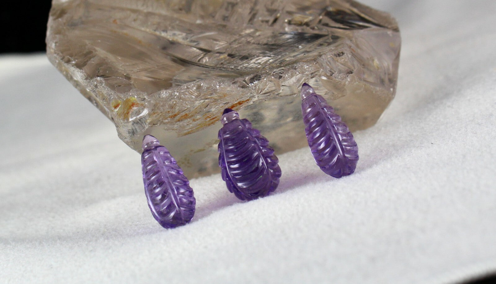 Natural Amethyst 11 Pcs 71 Cts Carved Drops Gemstone Earring Necklace Set