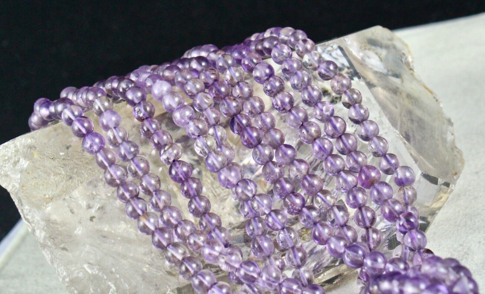 ELEGANT NATURAL AMETHYST ROUND BEADS 5 LINE 562 CARATS GEMSTONE BUNCH NECKLACE