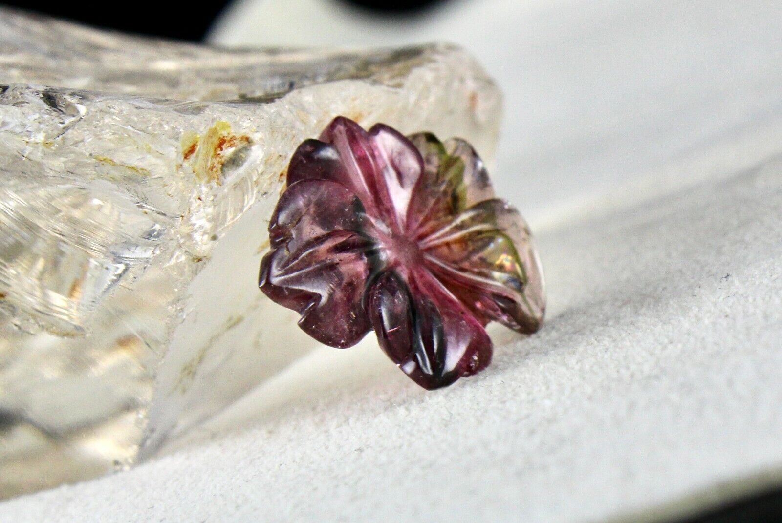 NATURAL MULTI TOURMALINE CARVED FLOWER 18.99 CTS GEMSTONE DESIGN PENDANT BROOCH