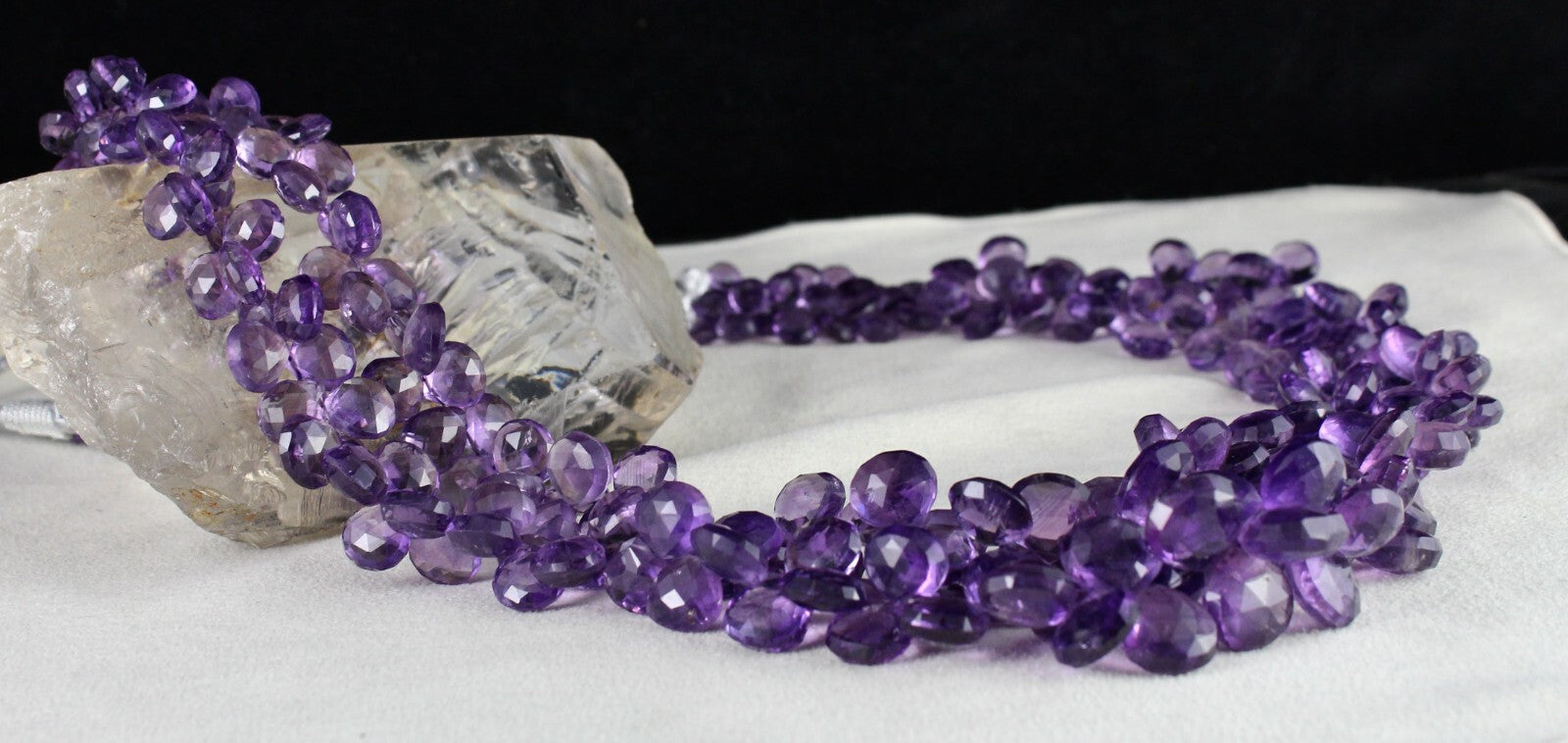 Certified Natural Purple Amethyst 1157 Ct Teardrop Beads 2 L Necklace For Women