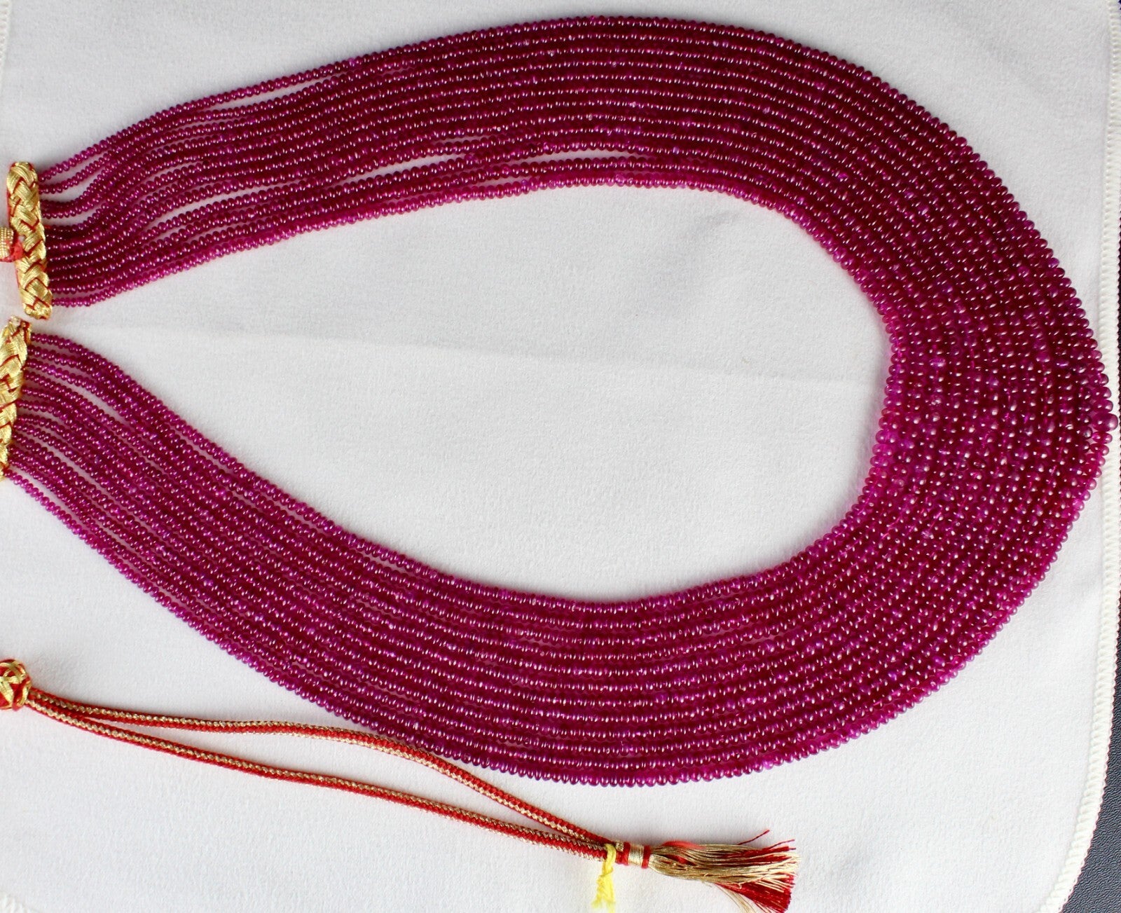 Certified Natural Burma Ruby Beads 691 Ct Reddish Gemstone Necklace 12 L